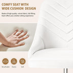 VECELO Velvet Vanity Desk Chair with Height-Adjustable for Office Living Room Bedroom Make Up Study, 360°Swivel, Wheeled Gold Base, Pearl White