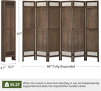 Privacy Screen Room Divider Panel - 67 Inch Tall Natural Wood Folding Partition Room Dividers, No-Assembly Required, Enhance Privacy and Aesthetic Appeal, Ideal for Home or Office Brown 6 Panel