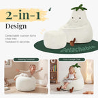 31" Kids Bean Bag Chair, Stuffed Toddler Couch with Faux Rabbit Fur Cover for Teens & Kids, Comfy Lazy Sofa Chair for Reader, Living Room, Bedroom, Aged 4-12 Years Beige