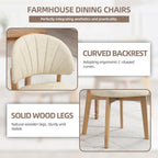 PU Leather Dining Chairs Set of 4, Upholstered Kitchen & Dining Room Chairs, Mid Century Modern Solid Oak Wood Dining Room Chairs with Curved Backrest, Beige