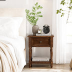 YUNMUARY-Solid Wood Nightstand,Entryway Table with Storage,Side Tables with Drawers,17.7" W x 21.7" H Small End Table Living Room,Farmhouse End Table for Bedroom,Fully Assembly.