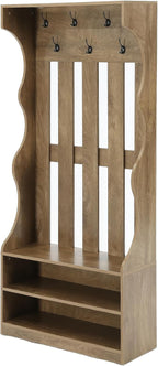 LITTLE TREE 3-In-1 Coat Rack with Shoe Bench, 70.9" Tall Hall Tree with 7 Hooks, Farmhouse Entryway Coat Rack with 2 Tier Shoe Storage for Entryway, Living Room, Bedroom, Brown