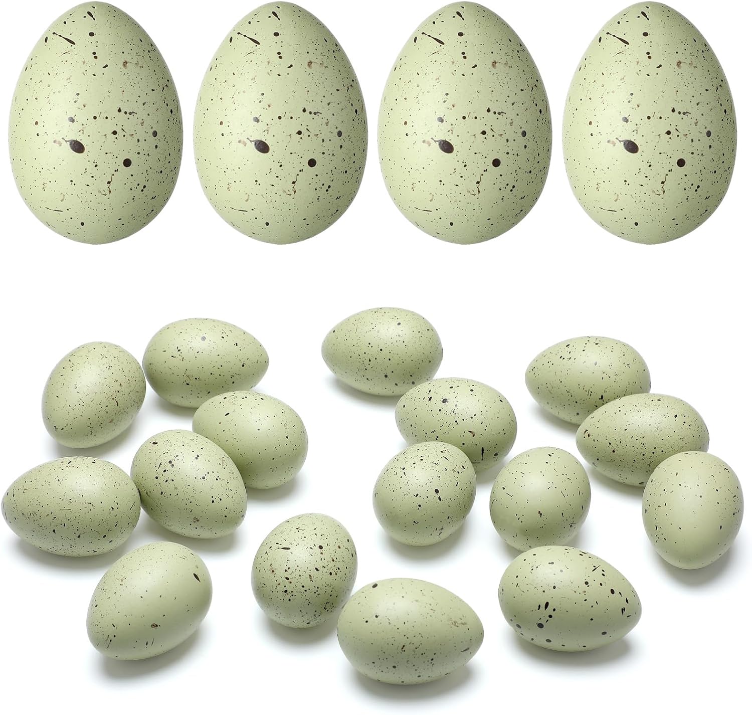 SiliFine 16 Pcs Easter Speckled Eggs 2.4 in Plastic Speckled Eggs Bowl and Vase Filler for DIY Spring Displays and Easter Decorations Vase Decorating (Cyan)