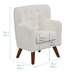 ECR4Kids Mila Sherpa Toddler Arm Chair with Removable Wooden Legs, Kids Furniture, White