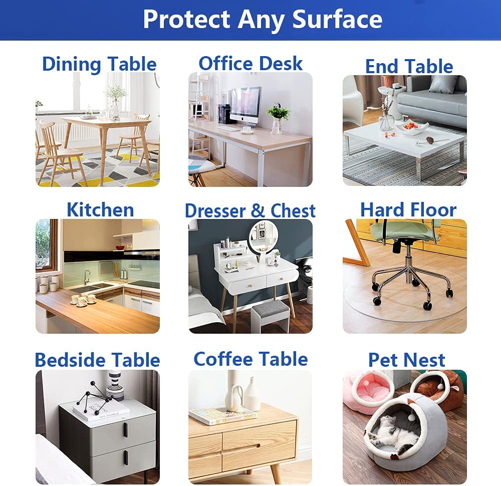 Transparent 14x24 in Small Office Desk Blotter Mat Clear Plastic Table Protector Cover Pad PVC Topper Surface Proection Mat Pad Anti Scratch Table Mat Glass End Table Protector Waterproof Easy Clean