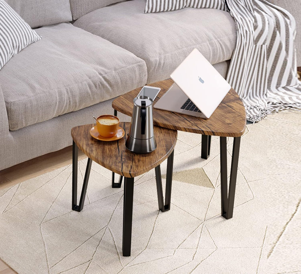 SOMY Nesting Coffee Tables End Table Sets Set of 3 Vintage Side Tables, Nightstand Modern Furniture Table Sets for Home Office Bedroom-Rustic Brown