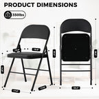 6 Pack Black Folding Chairs with Padded Seats,Portable & Stackable Dining Chairs Sets with Steel Frame, Portable Folding Chairs for Outside, Office Events, Weddings, Pu Leather