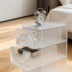 Frosted Acrylic Nightstand with 2 Drawers - Modern Slim Bedside Table for Small Spaces, 9" W x 12.6" D x 22.8" H