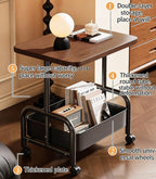 Rolling Sofa Side Table Cart, Movable Storage Nightstand, Multipurpose End Table Accent Cabinet for Living Room Bedroom Small Apartment(Primary,45x30cm)
