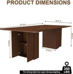 Rectangle Dining Table for 4-6, 78" Modern Dining Room Table with 2-Tier Storage Shelf Wood Rectangle Kitchen Dinner Furniture for Home, Dining Room