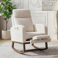 GarveeLife Nursery Rocking Chair,300lb Glider Chair with Solid Wood Legs/Two Side Pockets,Corduroy Upholstered Glider Rocker with Footrest High Backrest for Living Room/Bedroom/Nursery