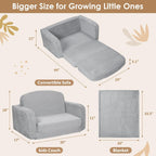 Foryoomi Extra Wide 2 in 1 Convertible Toddler Kids Couch - Corduroy Fold Out Kids Sofa Chair with Blanket, Comfy Comfortable Toddler Chair, Machine-Washable Cover, for Boys Girls, Grey