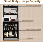 kepptory 58" Kitchen Baker's Rack with Storage, Microwave & Toaster Oven Stand, Freestanding Coffee Bar Station with Wine Glass Holder & Side Storage Shelves, Black