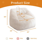 BYBYME Giant Bean Bag Chair for Adults and Kids, Large Comfy Cozy Beanbag, Floor Sofa for Teens, Living Room, Gaming, Reading, Beige