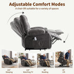 Power Lift Recliner Chair for Elderly with Massage and Heat, Comfortable Electric Power Reclining Chair with Side Pockets,2 Cup Holders and USB Charging Port for Living Room (Grey)