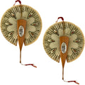 Antique Mirrored Mechanical Fan, Olive Wood Swallow Print Folding Fan with Hidden Mirror & Lace Trim, Classic European Retro Photo Prop, Unique Home Decor Collectible Gift for Women (2PCS)