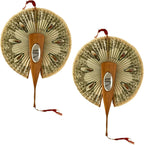 Antique Mirrored Mechanical Fan, Olive Wood Swallow Print Folding Fan with Hidden Mirror & Lace Trim, Classic European Retro Photo Prop, Unique Home Decor Collectible Gift for Women (2PCS)