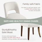 KISLOT Upholstered Dining Chairs Set of 2, Modern Armless Kitchen Chairs with Solid Wood Legs, Boucle Fabric, Sturdy Spring Structure, Comfortable Padded Dining Room Chairs, Cream