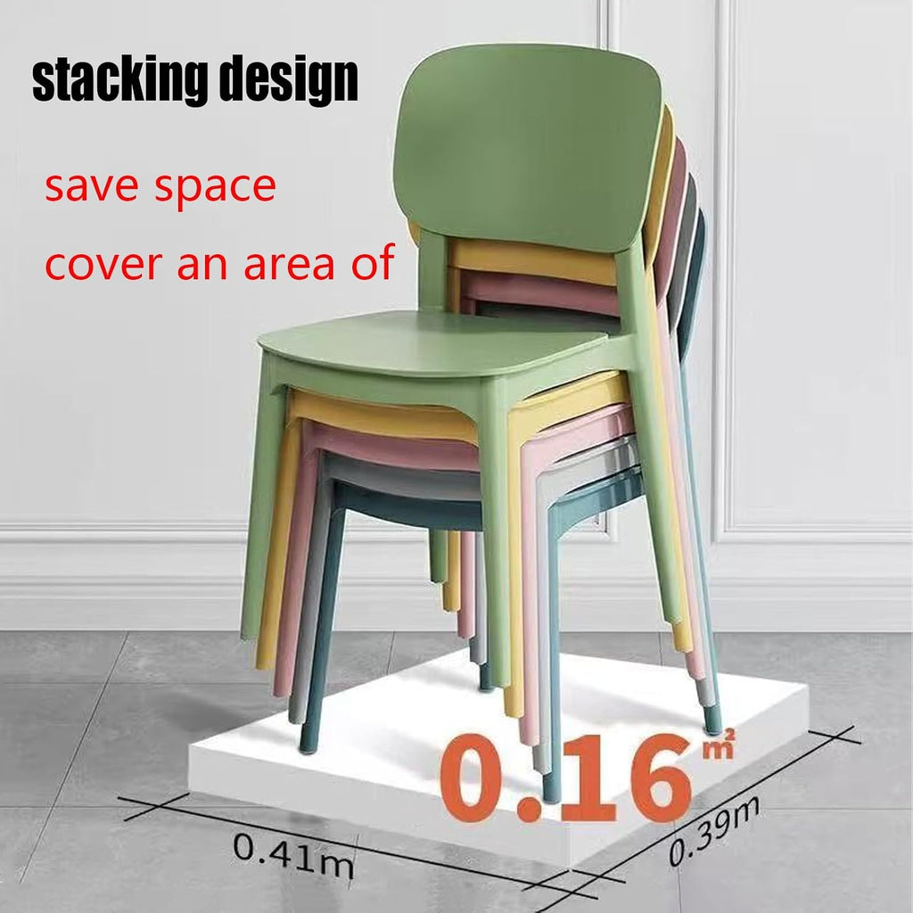 Plastic Stacking Chairs -Ergonomic Dining Stool Khaki-One-Piece Chairs,Sturdy, Seamless,Armless,high Back Support（1 Piece）(Black)