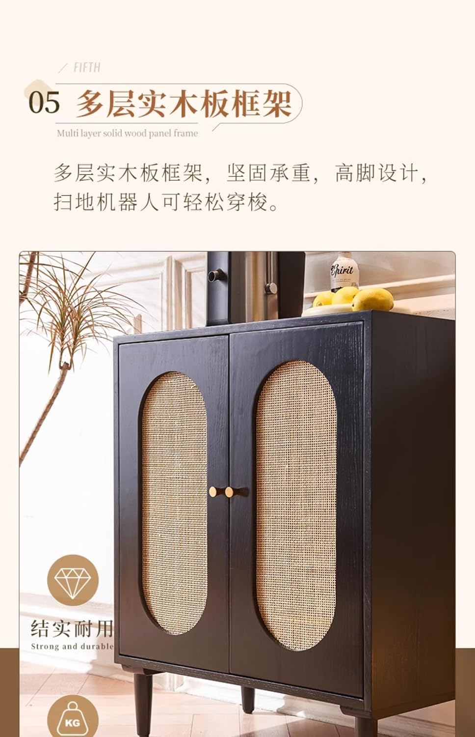 Entryway Cabinet Wooden Storage Cabinet Modern Sideboard Rattan Dining Sideboard Living Room Small Entrance Tea Cabinet Sideboard Storage Cabinet