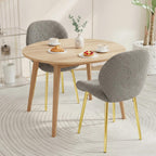 Set of 2 Soft Teddy Velvet Dining Chairs with Shell-Shaped Back, Stable Metal Legs, Easy Assembly | Perfect for Kitchen, Living Room, Restaurant, Cafe (Grey)