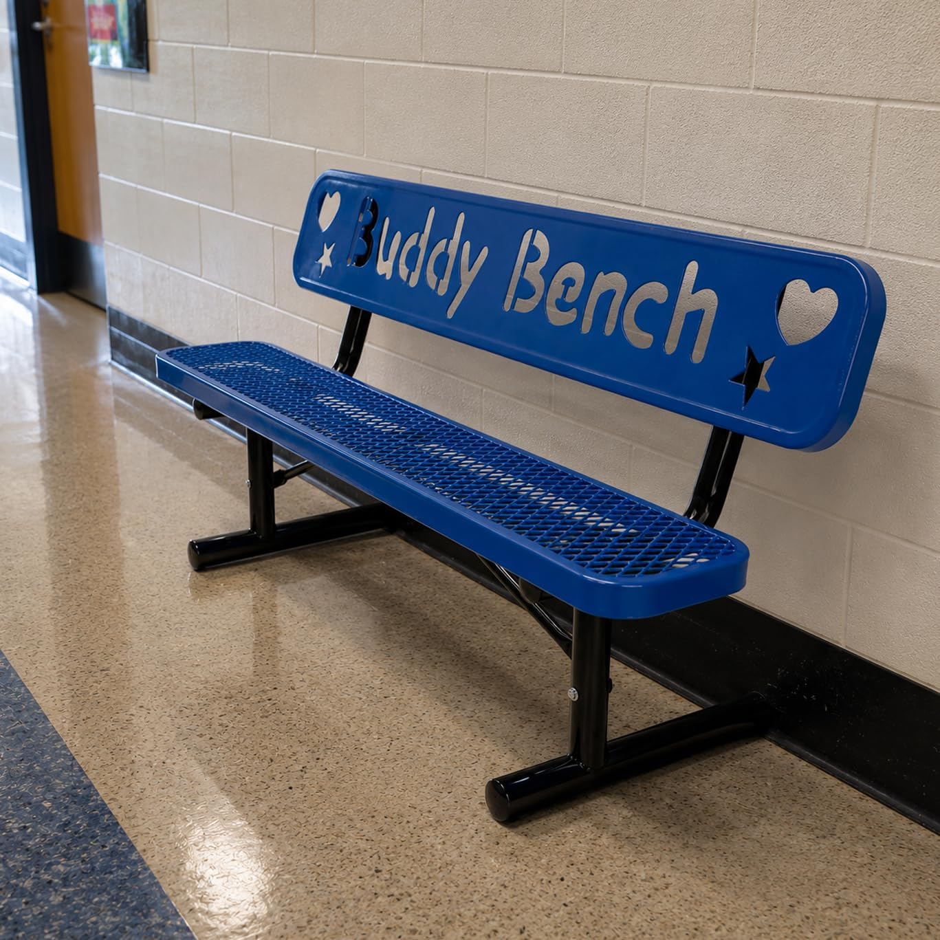 The City™ Series Buddy Benches, Blue, 72" L x 12" W x 18.25" H