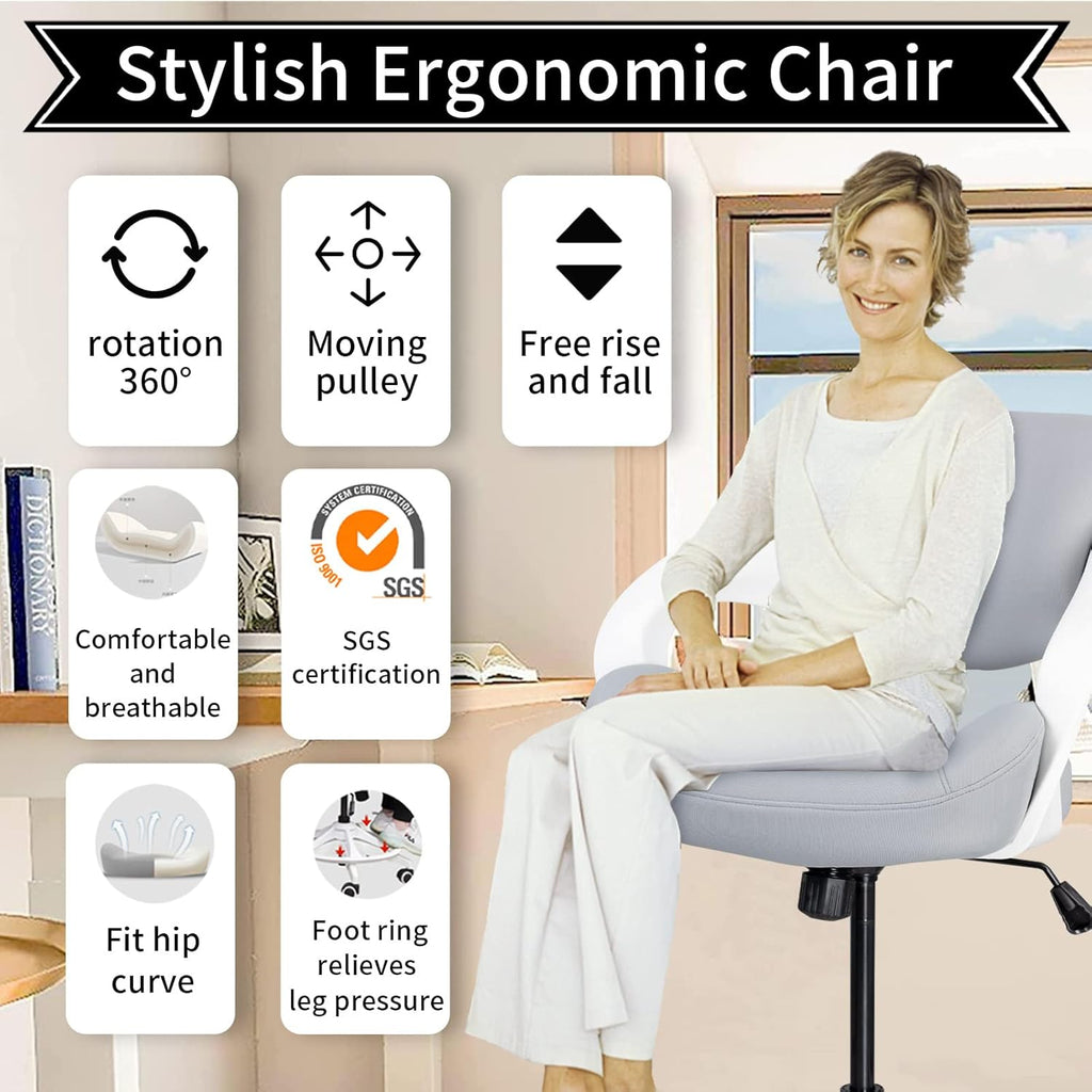 Ergonomic Drafting Chair,Standing Computer Desk Chair,Foot Ring,Lumbar Support,Swivel Task Chair -Grey