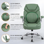 400lbs Green Office Chair Big Tall Comfortable Desk Chair with Back Support Arms, Wide Seat Cute Criss Cross Home Office Desk Chairs for Women