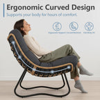 SWITTE Outdoor Papasan Loveseat, Oversized Double Wicker Egg Chair with Cushion, All-Weather Rattan 2-Seater Patio Lounge Chair for Balcony, Backyard, Poolside, Porch, Charcoal