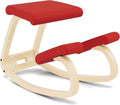 Varier Variable Balans Original Kneeling Chair Designed by Peter Opsvik (Red Revive Fabric with Natural Ash Base)