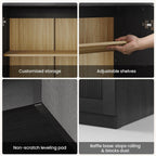 ModernMate Arched Sideboard Cabinet, Black Wood Grain Buffet Table with Wave-Panel Doors and Soft-Close Hinges, 31" Modular Storage Credenza for Entryway, Hallway & Living Room