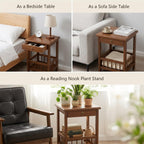 YUNMUARY-End Tables Living Room,Sofa Table, Farmhouse Side Table with Drawers,12.99 Inches Wide Small End Tables for Small Spaces,Narrow Nightstand for Bedroom.Easy Assembly.