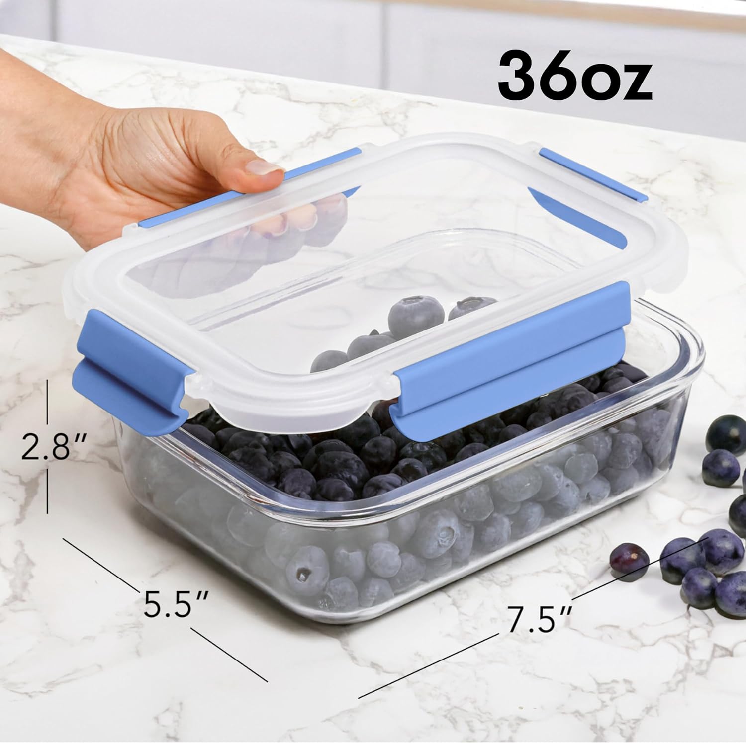ECOBERI Glass Meal Prep Containers with Silicone Sleeves, 3 Piece 4.5 Cup Set, Borosilicate Glass Food Storage with Leak-Resistant Lids, Oven, Microwave, Freezer and Dishwasher Safe