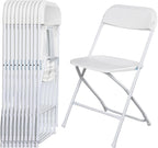 OLLODOT 10 Pack White Folding Chairs with 350-LBS Capacity, Plastic Foldable & Portable Indoor Outdoor Chairs, Portable Commercial Seat with Steel Frame for Office, Party, Events, Wedding & Dinning