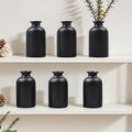 Black Ceramic Bud Vases Set of 6 – 5in Small Vases for Dry Flowers or House Plants, Modern Boho Decorative Vases for Wedding, Home, Table Centerpieces, Mantel or Office Decor