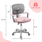 HONEY JOY Kids Desk Chair, Height Adjustable Children Study Chair, Swivel Mesh Task Student Chair, Universal Casters, Child Computer Desk Chair for Boys Girls Age 3-10 (Pink)