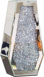 Crushed Diamond Mirror Vase Silver Flower Vases for Decor Bling Crystal Glass Vase for Room Decor, 12 Inches (Can Hold Water)