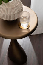 Kate and Laurel Auclair Modern Metal Round Side Table, 14 x 14 x 22, Antique Brass, Sculptural Circle End Table for Use as Unique Bedroom Nightstand or Pedestal Martini Table
