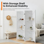 Modern Room Divider with Shelves, White X-Shape Design Folding Partition, 8-Panel Contemporary Freestanding Divider for Bedroom&Office, 67" H x 125.6" W(Two Independent 4-Panel partitions)