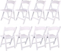 BTEXPERT Set of 8 White Resin Folding Chairs with Vinyl Padded Seat, 1000 lb Static Capacity, Stackable Commercial Grade, Indoor Outdoor for Wedding Event Church