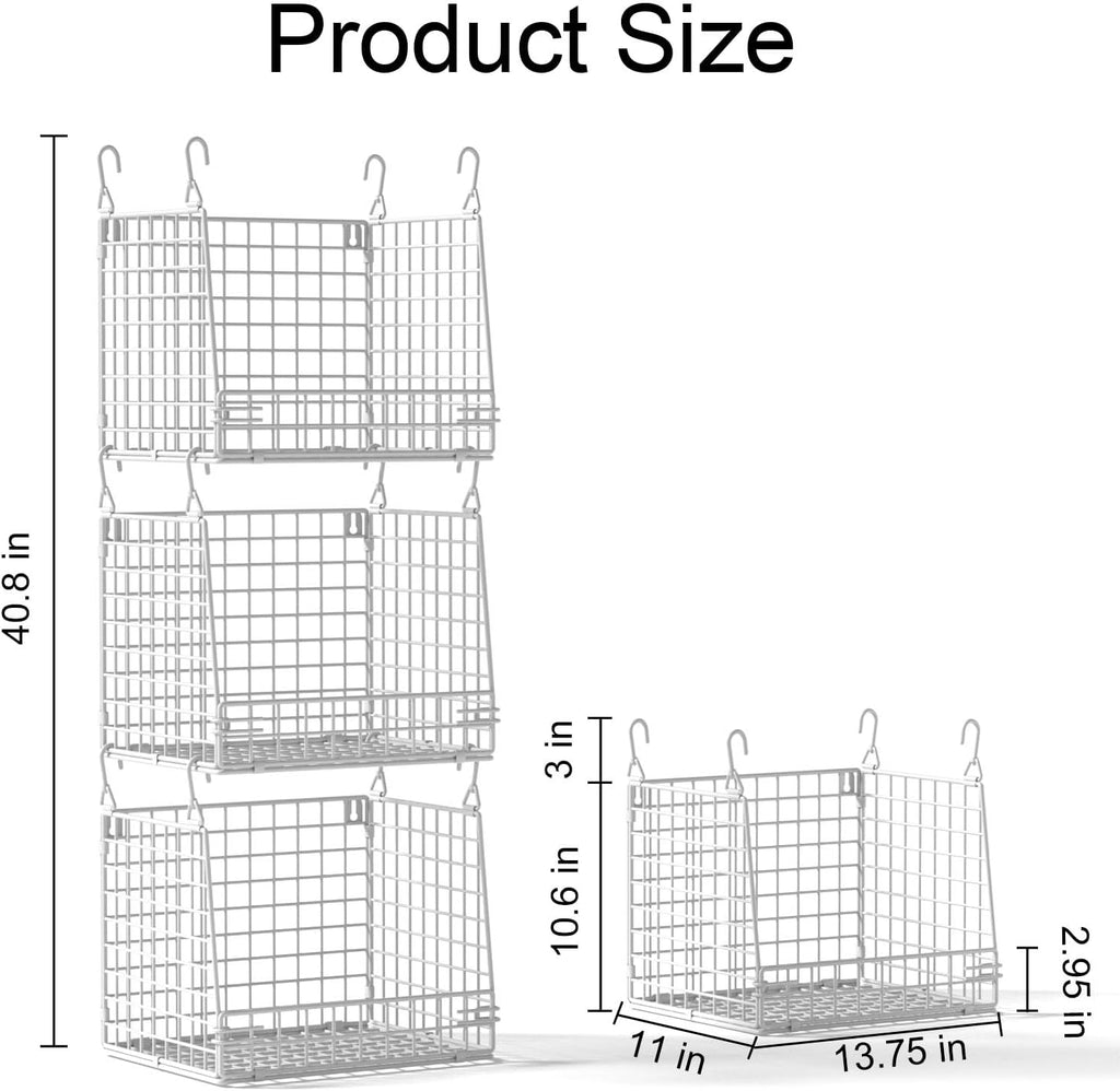 PUPPYCUTE 3 Pack Laundry Room Organization and Storage, Hanging Wire Basket for Laundry Closet Wire Shelves, Laundry Closet Organizers and Storage Basket, Heightened Version