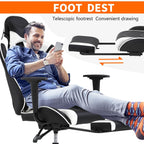 Gaming Chair, High Back PU Leather Gaming Chairs Computer Chair with Headrest & Lumbar Support, Height Adjustable Wide Seat Gaming Chairs for Adults, Game Chair with Footrest & Armrest