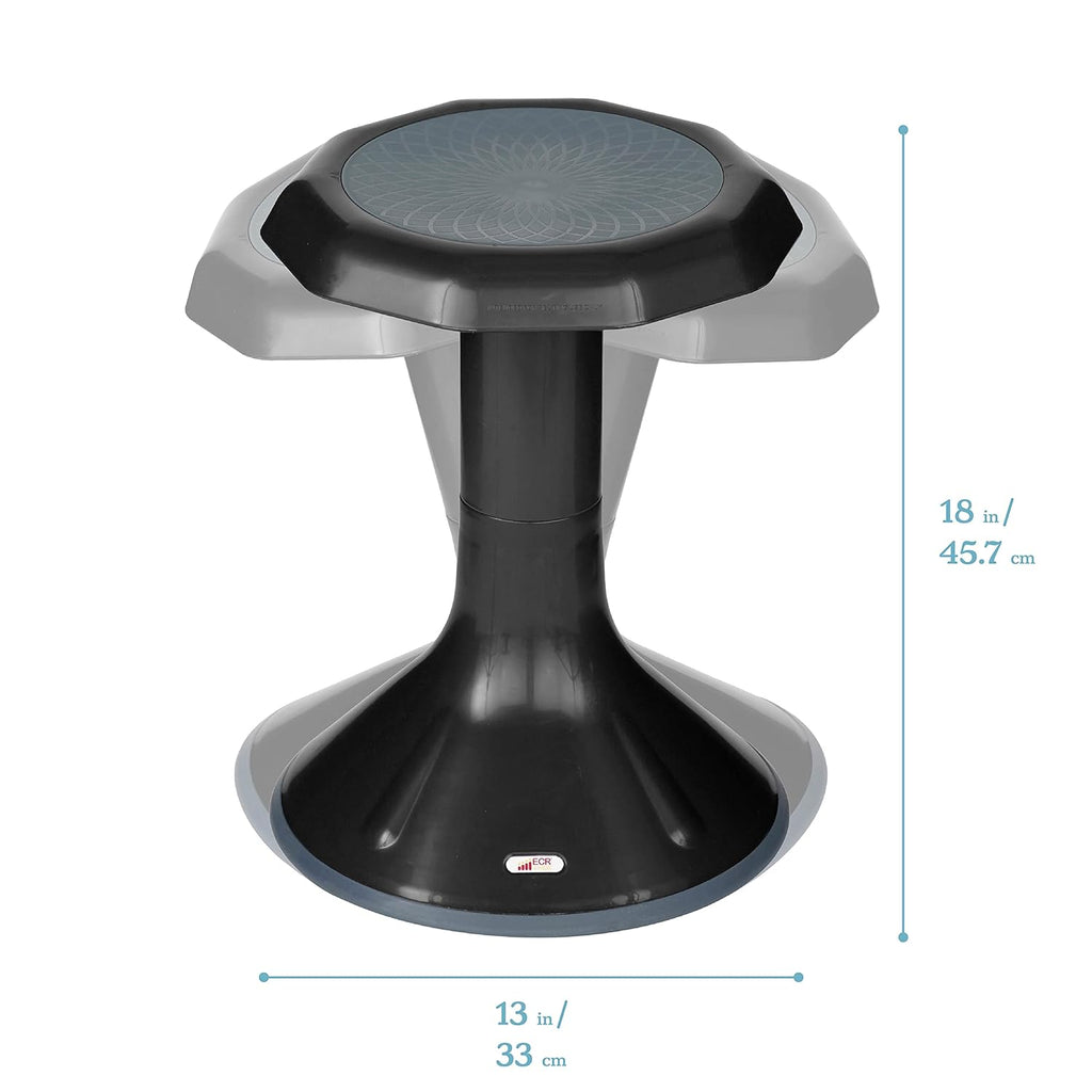 ECR4Kids ACE Active Core Engagement Wobble Stool, 18-Inch Seat Height, Flexible Seating, Black