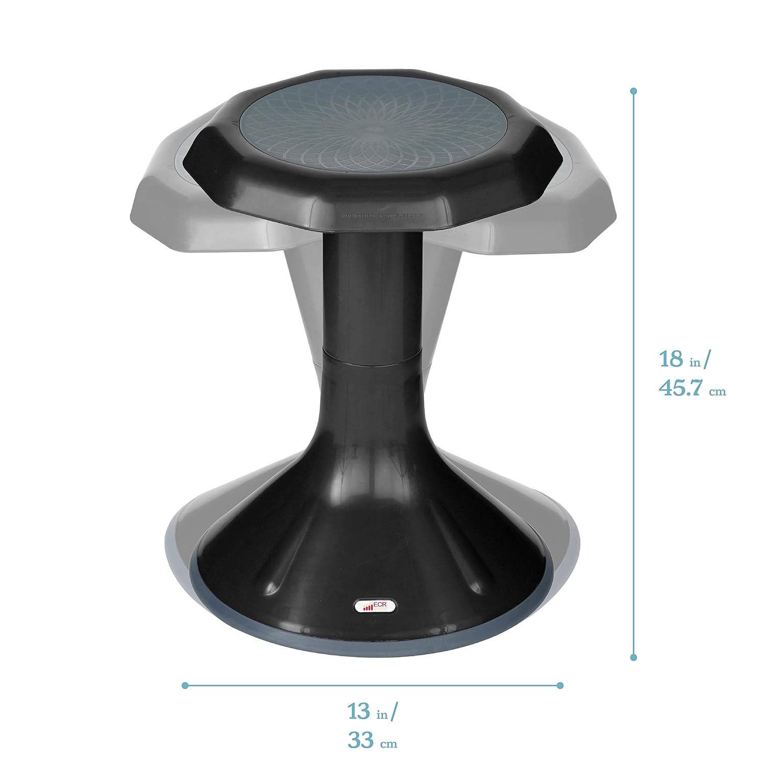 ECR4Kids ACE Active Core Engagement Wobble Stool, 18-Inch Seat Height, Flexible Seating, Black