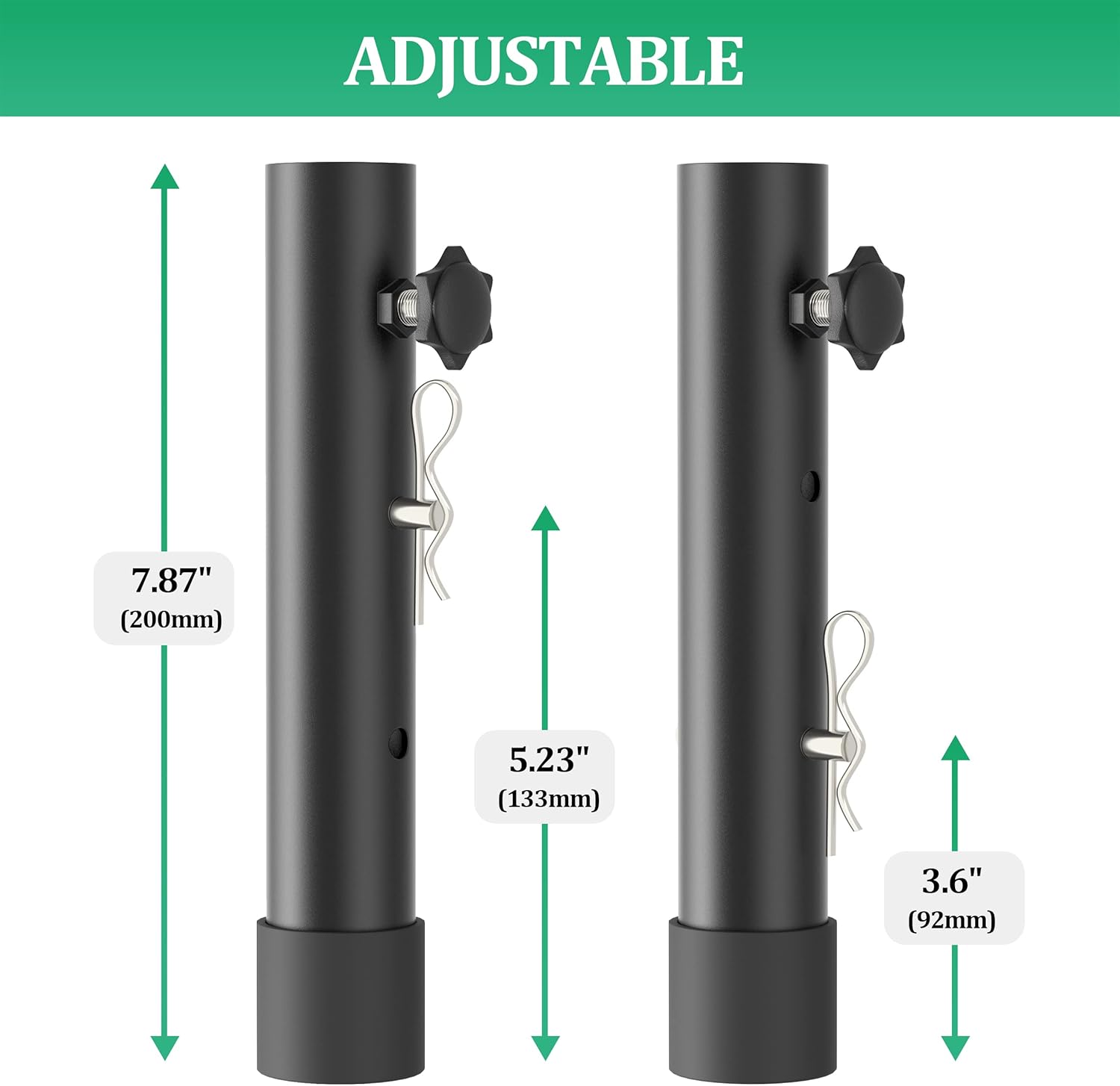 Folding Table Risers for Straight/Bent Leg, Durable Table Leg Extensions 2 Levels/Heights Table Leg Extenders 3.6in | 5.2in - All for Treating Your Back Pain (4-Pack)