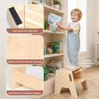 WINGYZ Toddler Step Stool, 3-Height Adjustable Wooden Stool for Kids, FSC & ASTM Birch Marine Plywood, 200lb Capacity, Bathroom Sink Independence, Kitchen Potty Training, Natural Wood