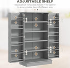 41" Kitchen Pantry Storage Cabinet, Freestanding Kitchen Cabinet with 12 Door Shelves, Double Doors, 5-Tier Shelving and Adjustable Shelves, Paper Gray