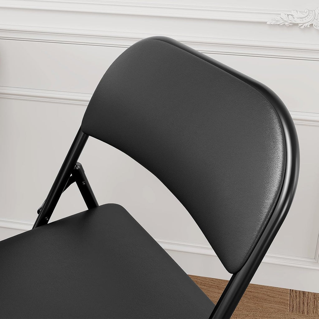 GarveeHome 2 Pack Folding Chairs with Padded Cushions, Padded Foldable Chair Hold Up to 350 LB, Portable Black Folding Chair Suitable for Dining Room, Home Office, Indoor and Outdoor Events