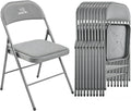 Folding Chairs 10 Pack, Fabric Padded Seat & Back with Heavy Duty Metal Frame, Portable Indoor Outdoor Folding Chair for Dining, Office, Wedding, Party & Events, 350 LBS Capacity,Gray