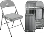 Folding Chairs 10 Pack, Fabric Padded Seat & Back with Heavy Duty Metal Frame, Portable Indoor Outdoor Folding Chair for Dining, Office, Wedding, Party & Events, 350 LBS Capacity,Gray